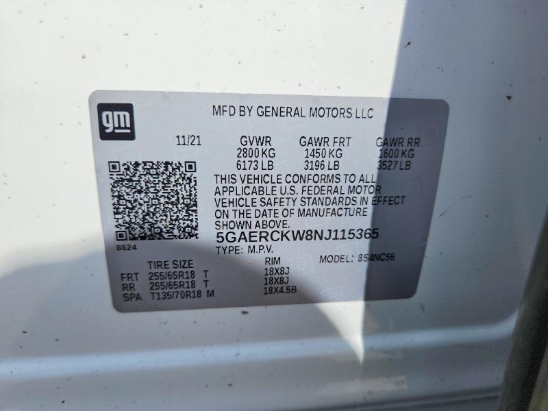 Продаж на аукціоні авто 2022 Buick Enclave, vin: 5GAERCKW8NJ115365, номер лоту: 54093116