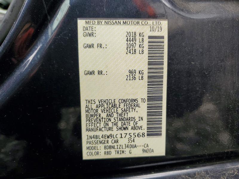 52743506 :رقم المزاد ، 1N4BL4EW9LC175568 vin ، 2020 Nissan Altima مزاد بيع