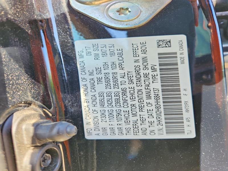 Продаж на аукціоні авто 2017 Honda Cr-v, vin: 2HKRW2H80HH684137, номер лоту: 53326256