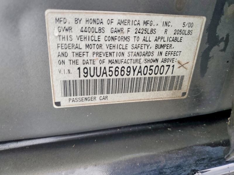 52244026 :رقم المزاد ، 19UUA5669YA050071 vin ، 2000 Acura 3.2tl مزاد بيع