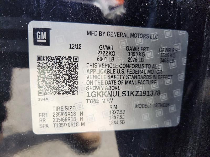 Aukcja sprzedaży 2019 Gmc Acadia, vin: 1GKKNULS1KZ191378, numer aukcji: 54681116