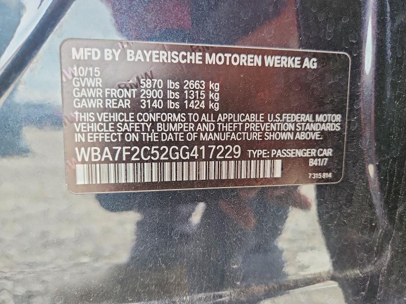 Aukcja sprzedaży 2016 Bmw 750, vin: WBA7F2C52GG417229, numer aukcji: 52203546