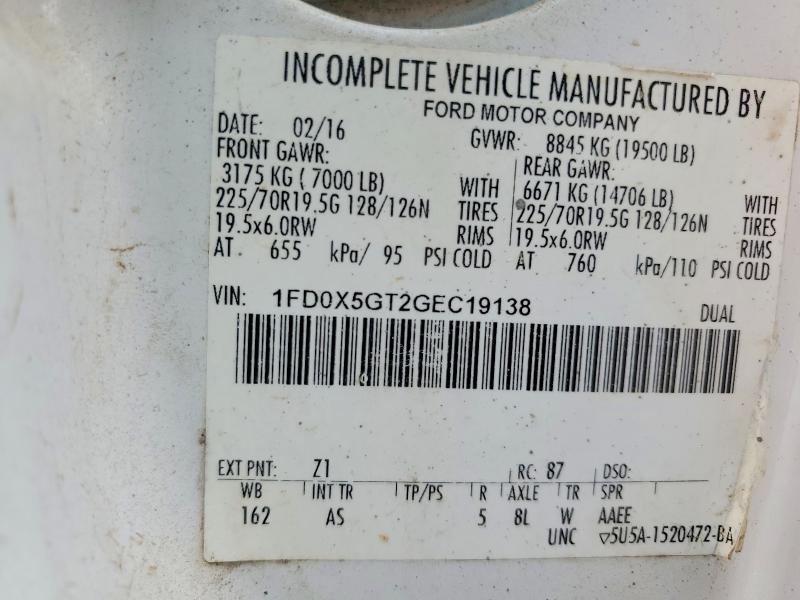 Продаж на аукціоні авто 2016 Ford F550, vin: 1FD0X5GT2GEC19138, номер лоту: 54016276