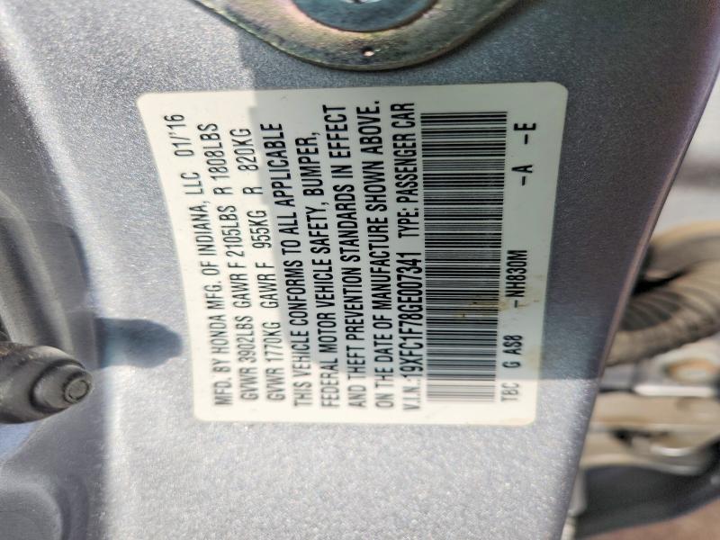 Продажа на аукционе авто 2016 Honda Civic, vin: 19XFC1F78GE007341, номер лота: 54308066