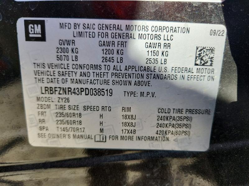 Продаж на аукціоні авто 2023 Buick Envision, vin: LRBFZNR43PD038519, номер лоту: 54617026