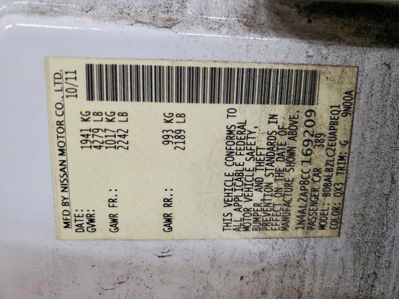Продаж на аукціоні авто 2012 Nissan Altima, vin: 1N4AL2AP8CC169209, номер лоту: 53946966