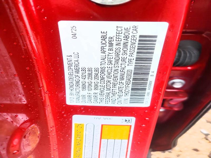 2025 Honda Accord მანქანა იყიდება აუქციონზე, vin: 1HGCY1F45SA030020, აუქციონის ნომერი: 55363586
