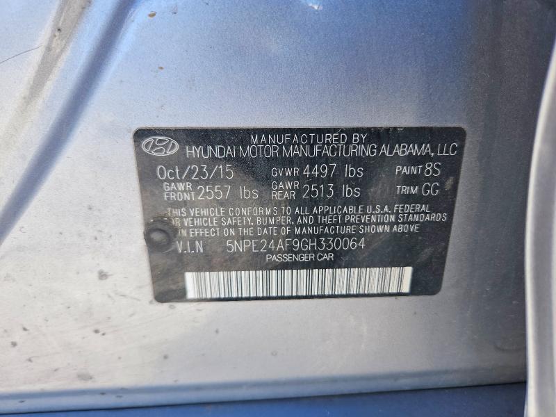 2016 Hyundai Sonata მანქანა იყიდება აუქციონზე, vin: 5NPE24AF9GH330064, აუქციონის ნომერი: 53256556