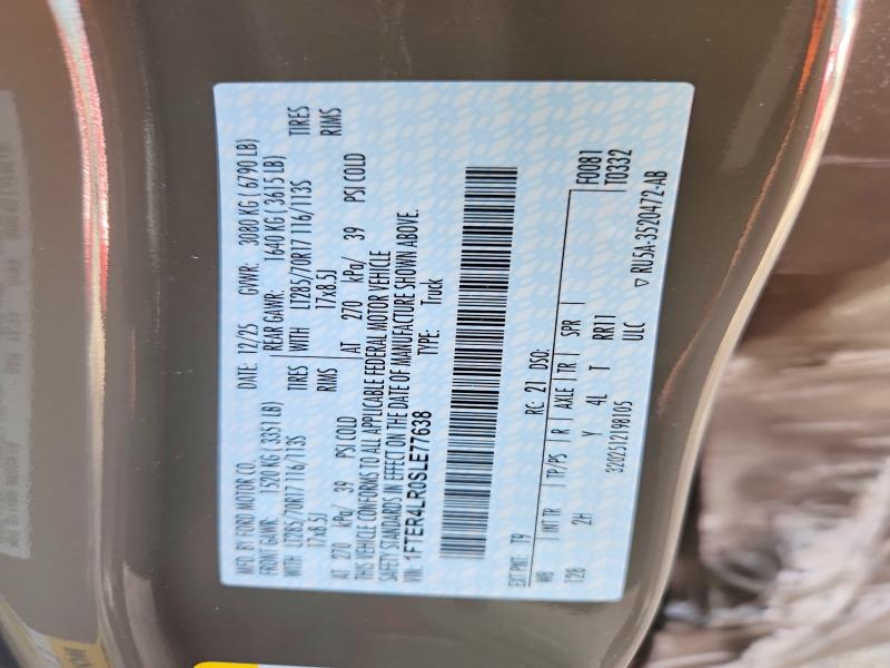 2025 Ford Ranger მანქანა იყიდება აუქციონზე, vin: 1FTER4LR0SLE77638, აუქციონის ნომერი: 52943676