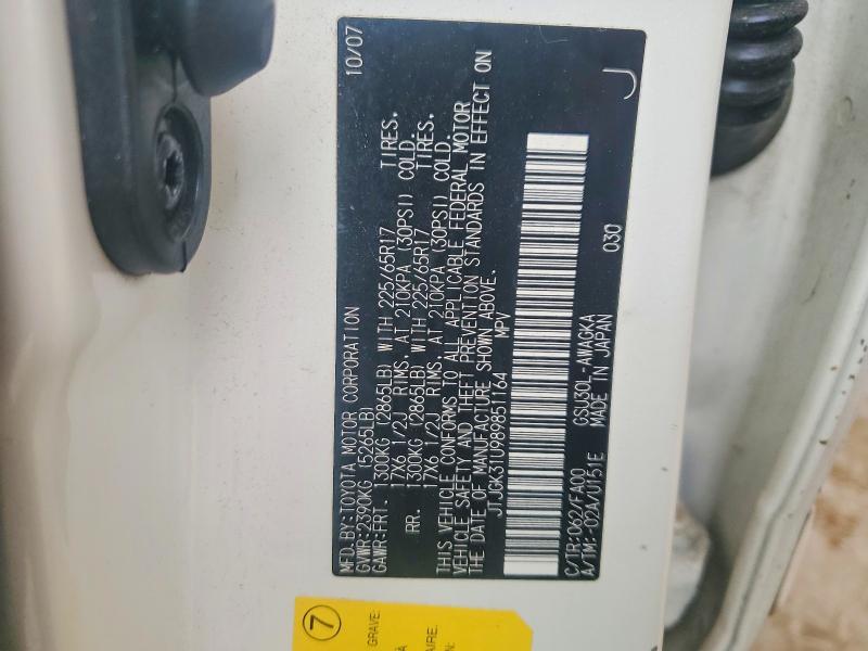 Aukcja sprzedaży 2008 Lexus Rx, vin: JTJGK31U989851164, numer aukcji: 54401206