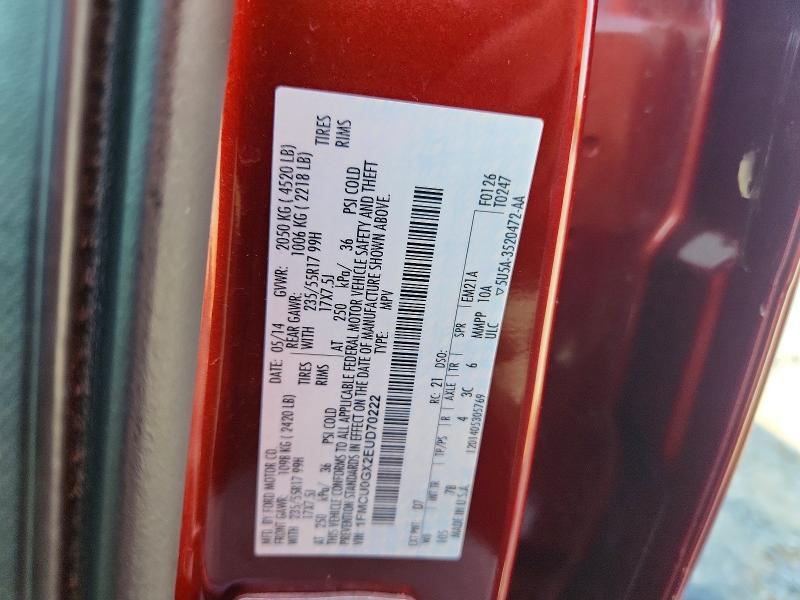 Продажа на аукционе авто 2014 Ford Escape, vin: 1FMCU0GX2EUD70222, номер лота: 55205516