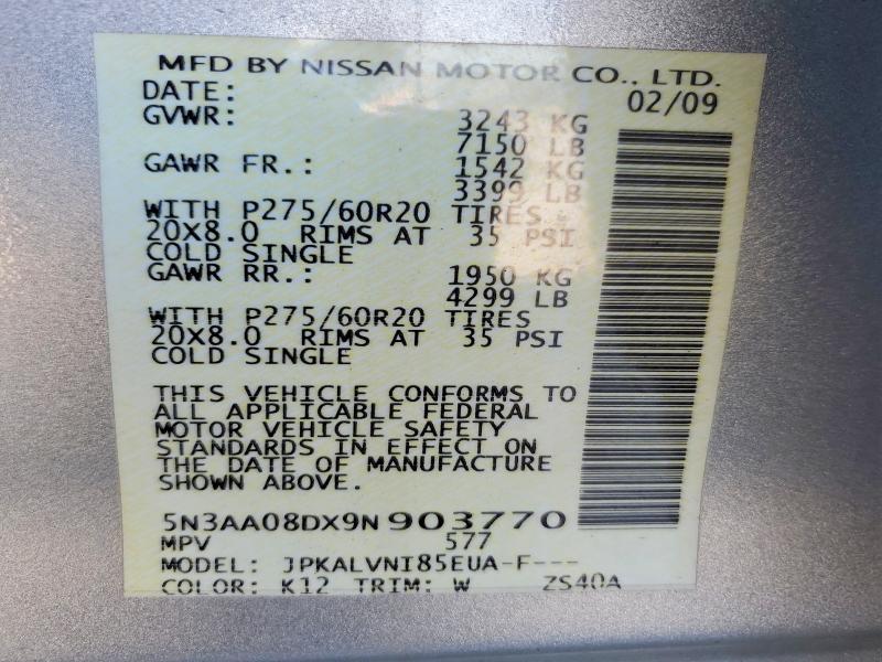 Aukcja sprzedaży 2009 Infiniti Qx56, vin: 5N3AA08DX9N903770, numer aukcji: 53796886