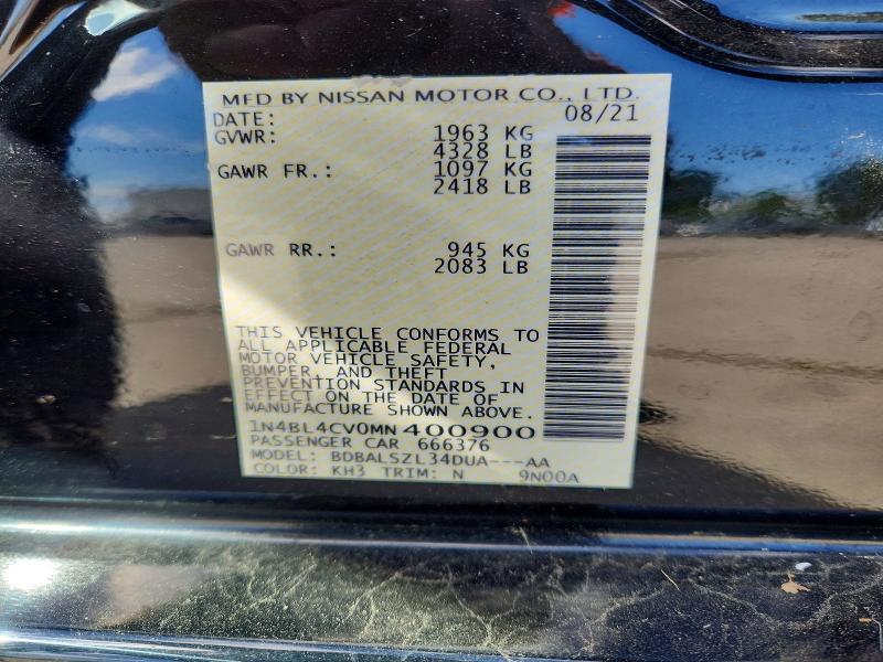 Продаж на аукціоні авто 2021 Nissan Altima, vin: 1N4BL4CV0MN400900, номер лоту: 55232266