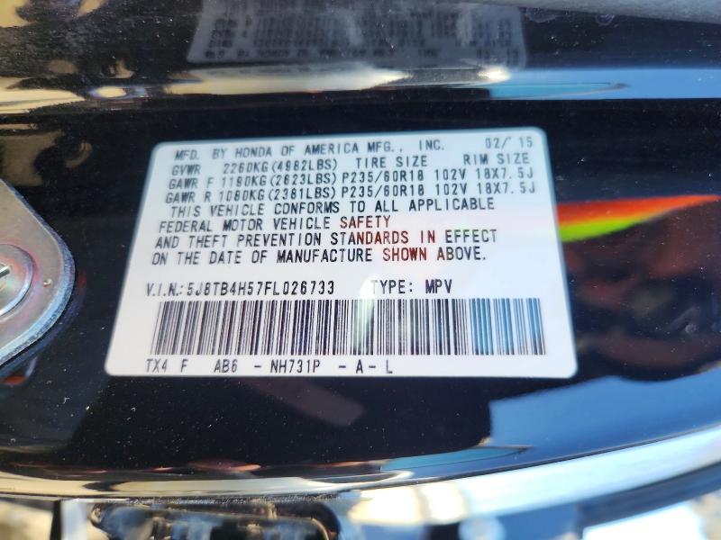 Продажа на аукционе авто 2015 Acura Rdx, vin: 5J8TB4H57FL026733, номер лота: 54200276