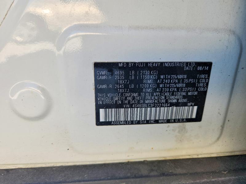 Aukcja sprzedaży 2015 Subaru Outback, vin: 4S4BSBLC3F3221664, numer aukcji: 54897876