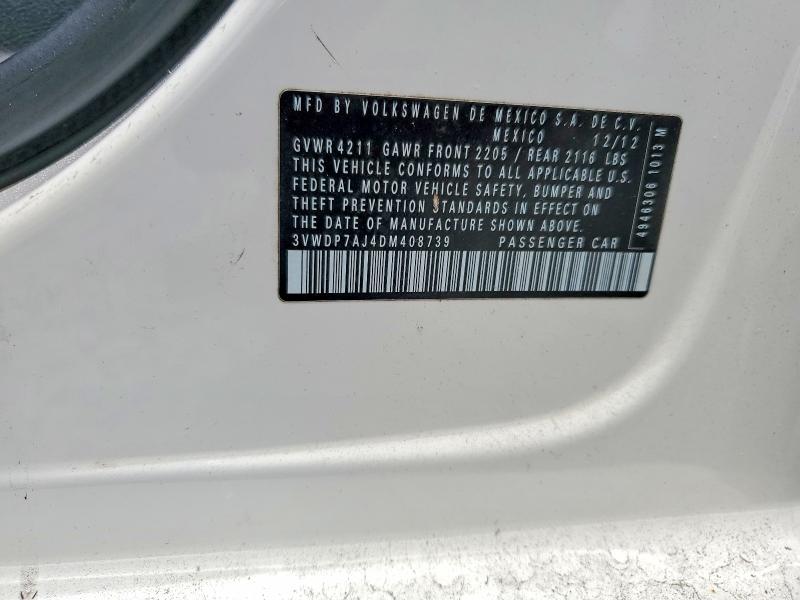 Продажа на аукционе авто 2013 Volkswagen Jetta, vin: 3VWDP7AJ4DM408739, номер лота: 54982546