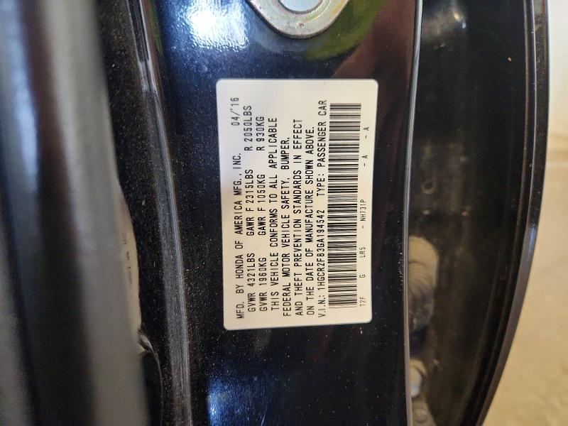 54247256 :رقم المزاد ، 1HGCR2F83GA194542 vin ، 2016 Honda Accord مزاد بيع