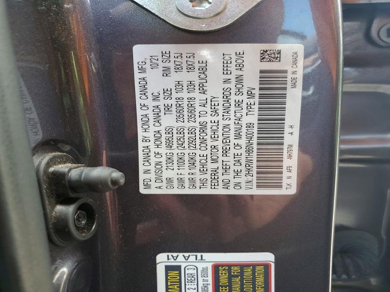 2022 Honda Cr-v მანქანა იყიდება აუქციონზე, vin: 2HKRW1H86NH400189, აუქციონის ნომერი: 55162216