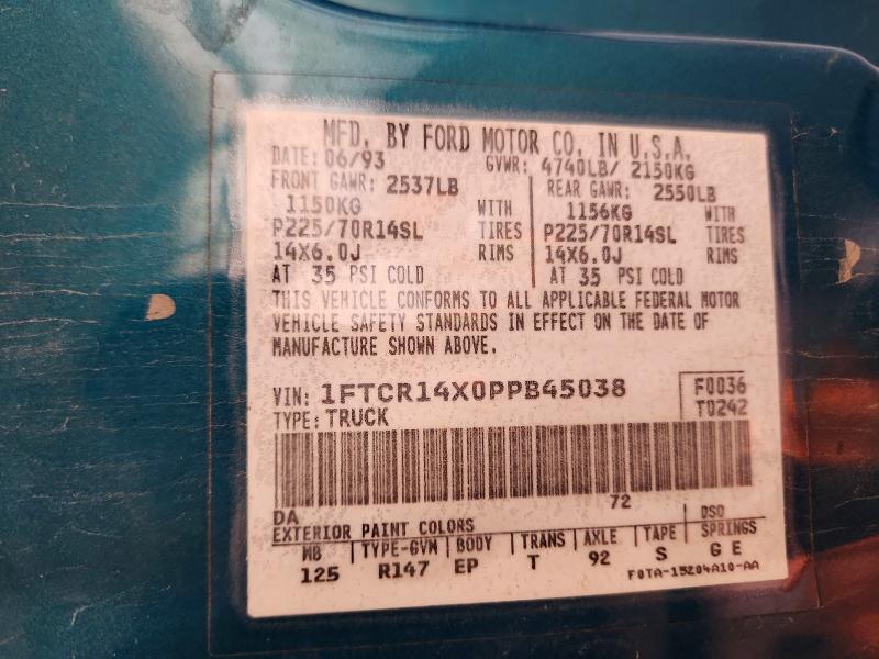 Aukcja sprzedaży 1993 Ford Ranger, vin: 1FTCR14X0PPB45038, numer aukcji: 54002896