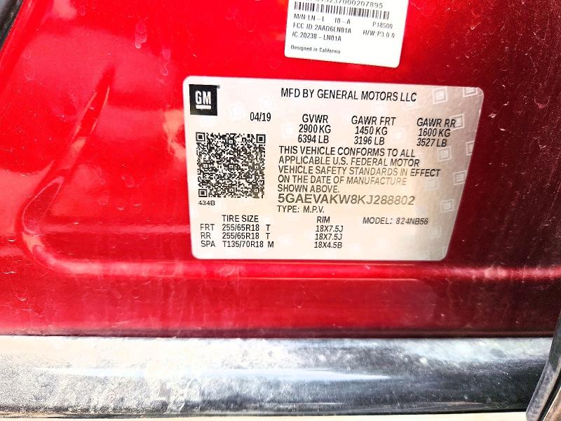 53269426 :رقم المزاد ، 5GAEVAKW8KJ288802 vin ، 2019 Buick Enclave مزاد بيع