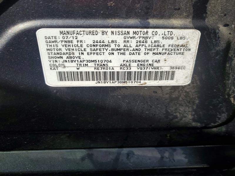 55121896 :رقم المزاد ، JN1BY1AP3DM510704 vin ، 2013 Infiniti M37 مزاد بيع