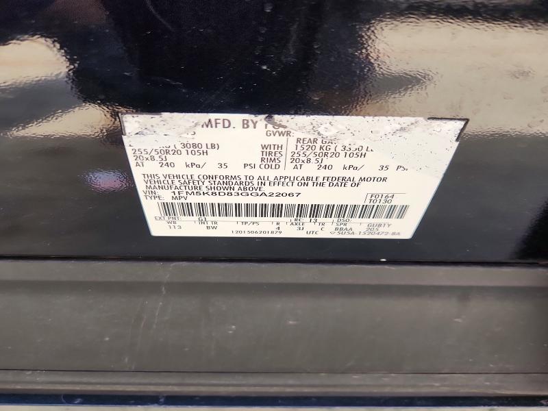 Aukcja sprzedaży 2016 Ford Explorer, vin: 1FM5K8D83GGA22067, numer aukcji: 53759626
