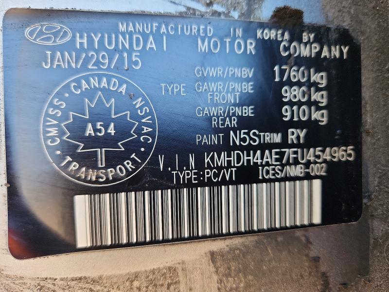 Aukcja sprzedaży 2015 Hyundai Elantra, vin: KMHDH4AE7FU454965, numer aukcji: 53938276