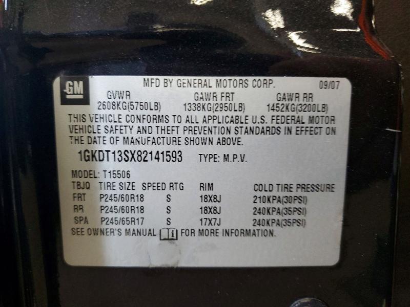 Aukcja sprzedaży 2008 Gmc Envoy, vin: 1GKDT13SX82141593, numer aukcji: 54343486