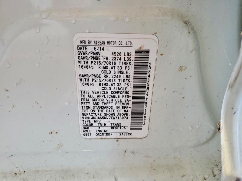54045796 :رقم المزاد ، JN8AS5MV7EW713973 vin ، 2014 Nissan Rogue Select مزاد بيع