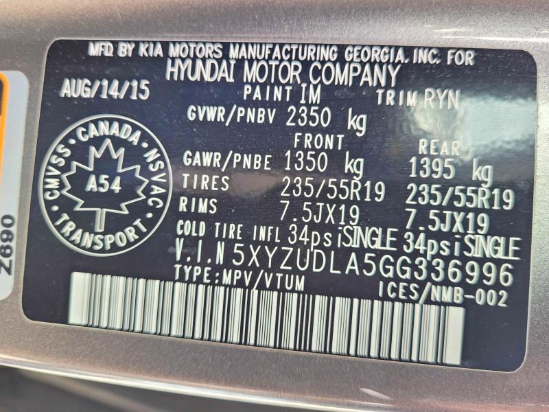 Aukcja sprzedaży 2016 Hyundai Santa Fe Sport, vin: 5XYZUDLA5GG336996, numer aukcji: 53133056