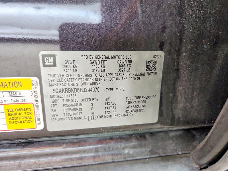 Aukcja sprzedaży 2017 Buick Enclave, vin: 5GAKRBKD6HJ294070, numer aukcji: 52201816