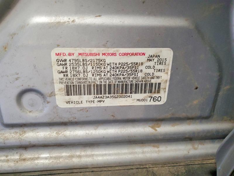 2016 Mitsubishi Outlander მანქანა იყიდება აუქციონზე, vin: JA4AZ3A35GZ002041, აუქციონის ნომერი: 52554936