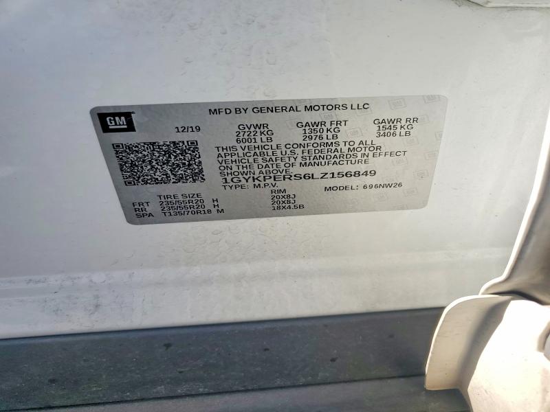 52492046 :رقم المزاد ، 1GYKPERS6LZ156849 vin ، 2020 Cadillac Xt6 مزاد بيع