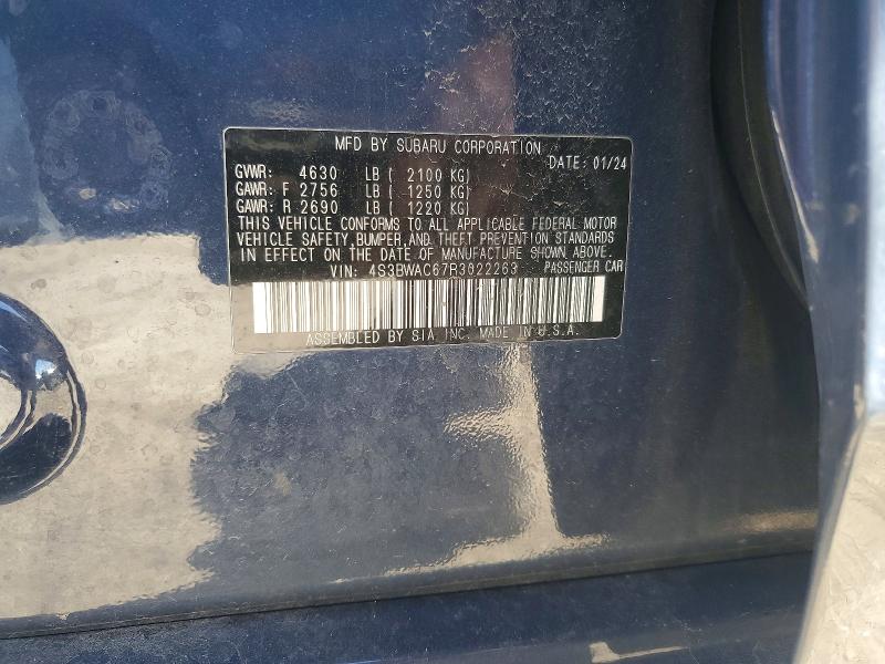 Aukcja sprzedaży 2024 Subaru Legacy, vin: 4S3BWAC67R3022263, numer aukcji: 53562696