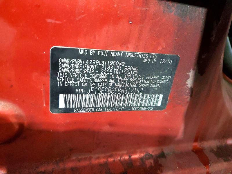 53557716 :رقم المزاد ، JF1GE6B65BH512142 vin ، 2011 Subaru Impreza مزاد بيع