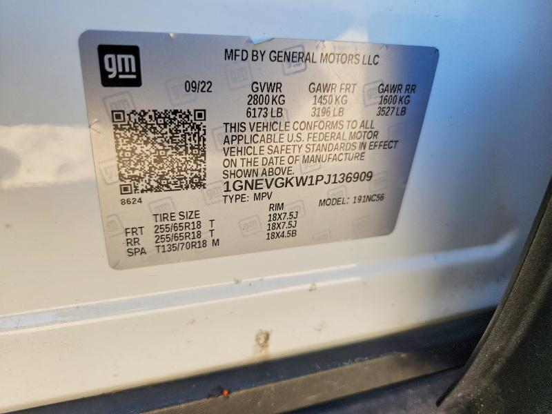 2023 Chevrolet Traverse მანქანა იყიდება აუქციონზე, vin: 1GNEVGKW1PJ136909, აუქციონის ნომერი: 53813386