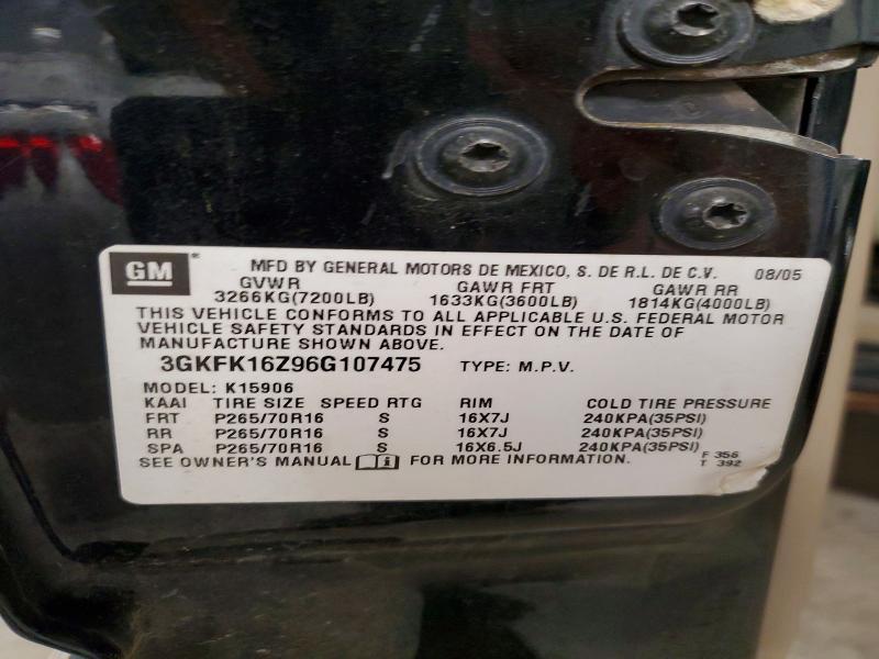 54163376 :رقم المزاد ، 3GKFK16Z96G107475 vin ، 2006 Gmc Yukon Xl مزاد بيع
