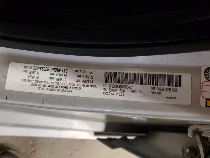 2011 Chrysler 200 მანქანა იყიდება აუქციონზე, vin: 1C3BC1FB3BN589487, აუქციონის ნომერი: 55344476