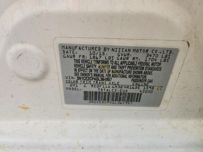 Aukcja sprzedaży 2016 Nissan Versa Note, vin: 3N1CE2CP4GL364957, numer aukcji: 53822046