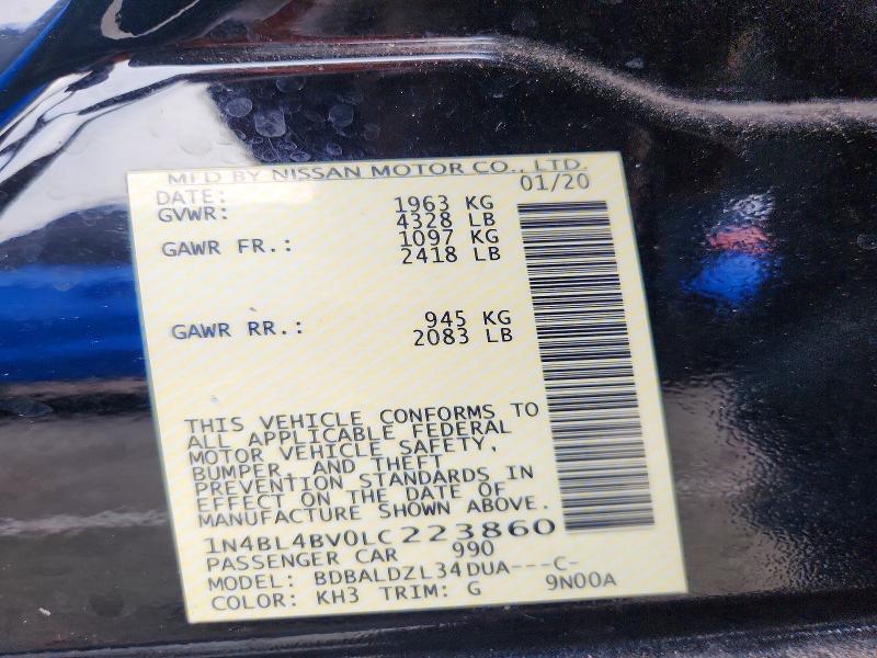 Продажа на аукционе авто 2020 Nissan Altima, vin: 1N4BL4BV0LC223860, номер лота: 54023266
