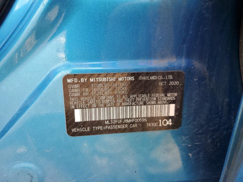 Aukcja sprzedaży 2021 Mitsubishi Mirage, vin: ML32FUFJ8MHF00595, numer aukcji: 53738576