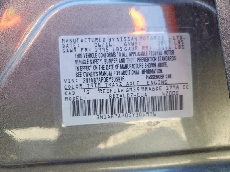 Aukcja sprzedaży 2016 Nissan Sentra, vin: 3N1AB7AP0GY306976, numer aukcji: 52869126