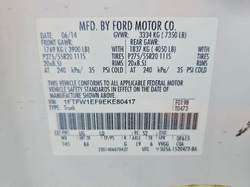 Aukcja sprzedaży 2014 Ford F150, vin: 1FTFW1EF9EKE80417, numer aukcji: 55405956