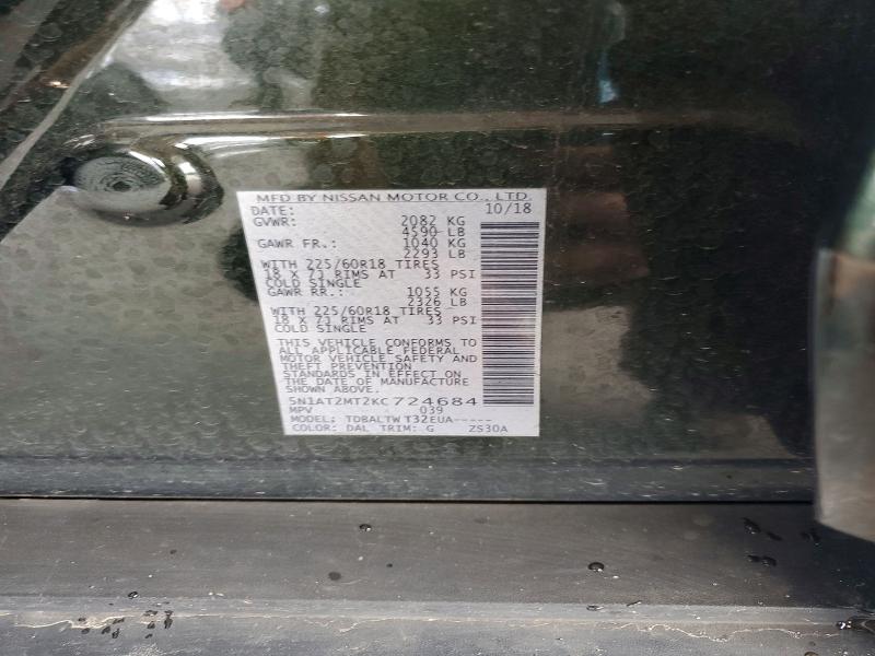 55069186 :رقم المزاد ، 5N1AT2MT2KC724684 vin ، 2019 Nissan Rogue مزاد بيع