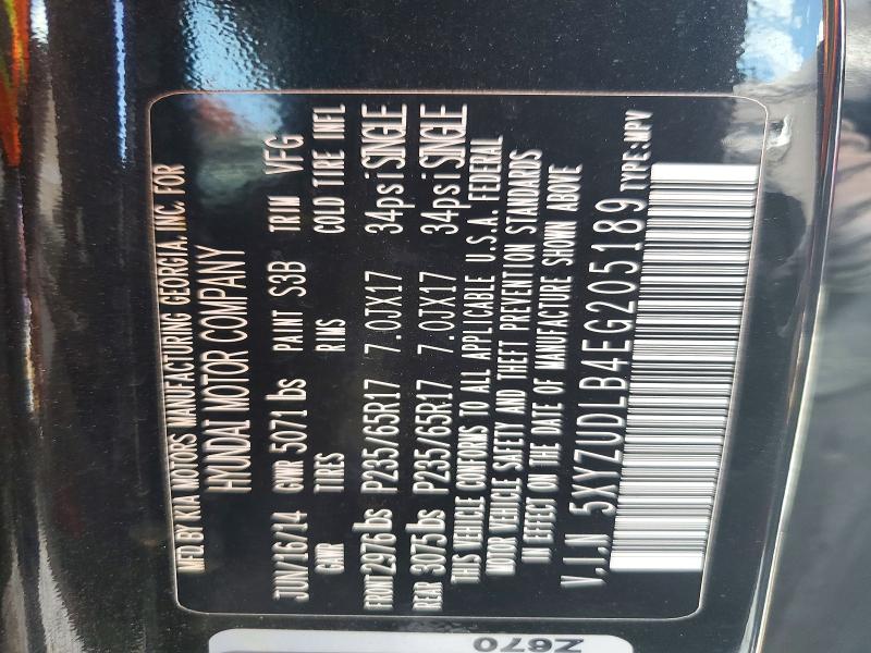 52780066 :رقم المزاد ، 5XYZUDLB4EG205189 vin ، 2014 Hyundai Santa Fe Sport مزاد بيع