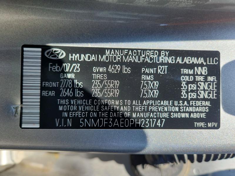 41627786 :رقم المزاد ، 5NMJF3AE0PH231747 vin ، 2023 Hyundai Tucson مزاد بيع