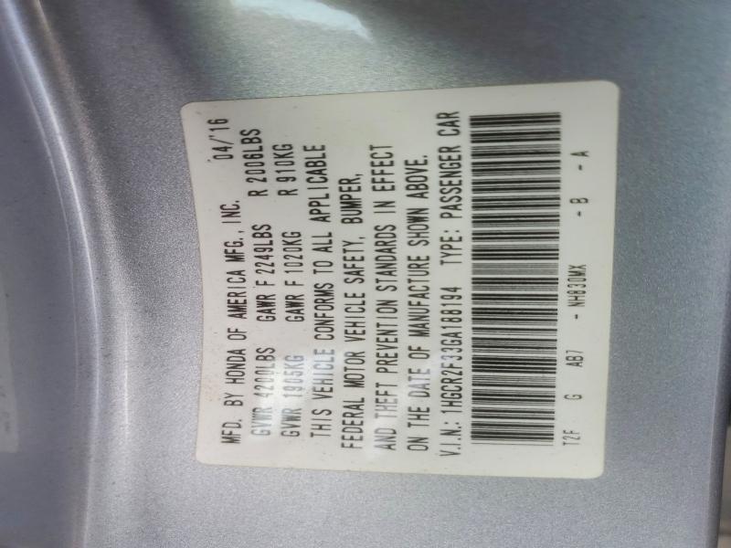 Aukcja sprzedaży 2016 Honda Accord, vin: 1HGCR2F33GA188194, numer aukcji: 51923626