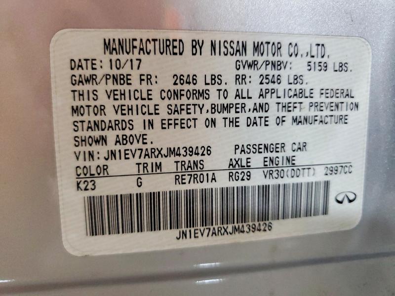 Продаж на аукціоні авто 2018 Infiniti Q50, vin: JN1EV7ARXJM439426, номер лоту: 53189686