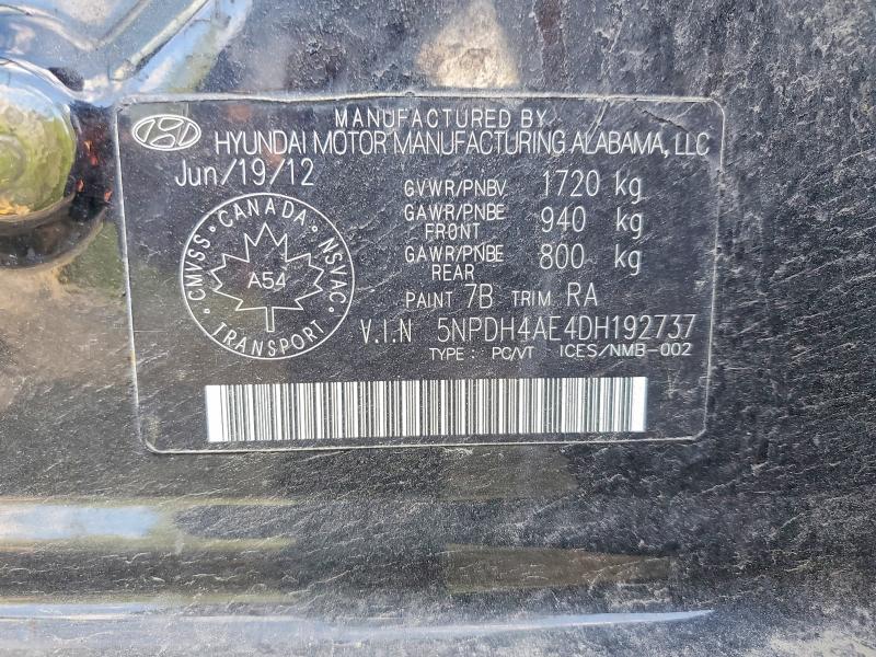 Aukcja sprzedaży 2013 Hyundai Elantra, vin: 5NPDH4AE4DH192737, numer aukcji: 55392076