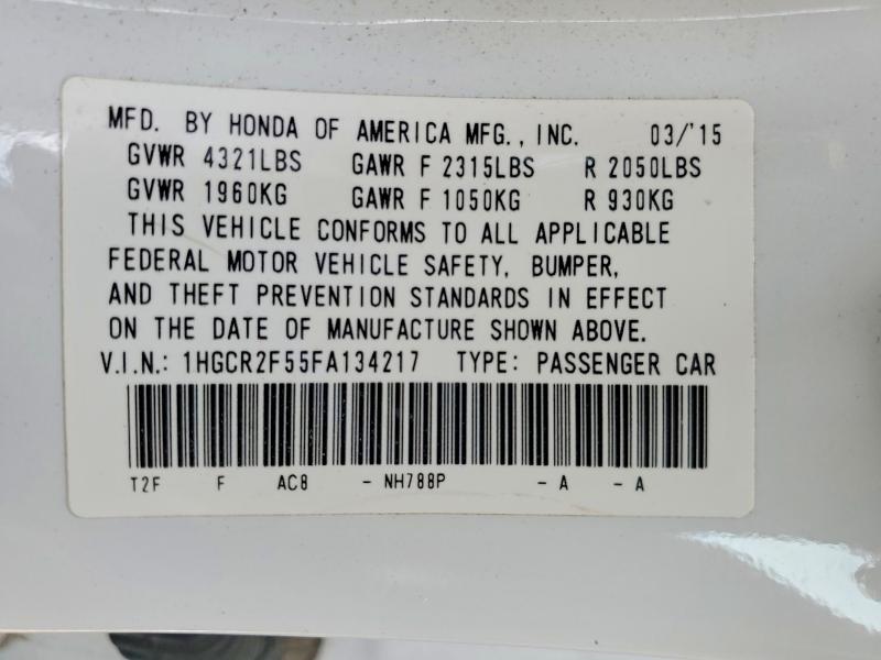 2015 Honda Accord მანქანა იყიდება აუქციონზე, vin: 1HGCR2F55FA134217, აუქციონის ნომერი: 53190056